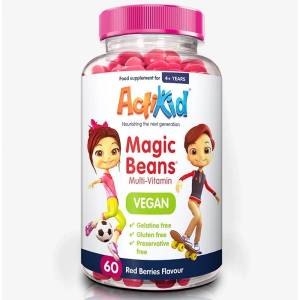 ActiKid Magic Beans Multi-Vitamin - Vegan, Red Berries, 60 Beans