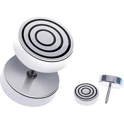 Šperky eshop ocelový fake piercing do ucha kulatý s černými kruhy PC28.01