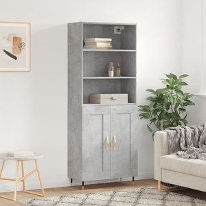 vidaXL Висок шкаф, бетонно сив, 69, 5x34x180 см, инженерно дърво (3189937)