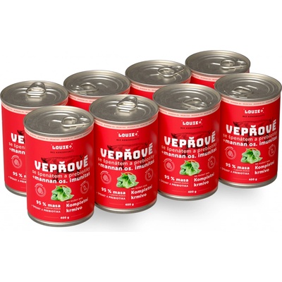 Louie Adult vepřové se špenátem a prebiotiky 8 x 400 g