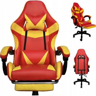 MTG Геймърски стол mtg с облегалка за врата и кръста + поставка за крака - червено-жълт (mas-gc4-016)