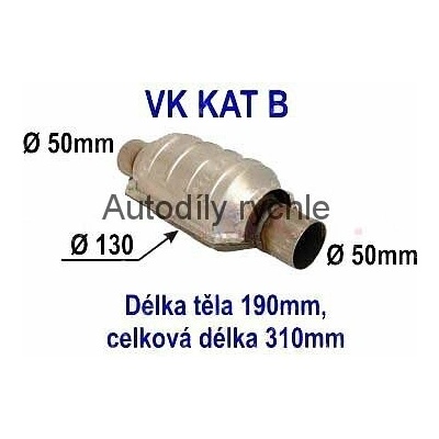 OEM VK KAT B katalyzátor benzín EURO 3 do 1400 ccm - 80 PS, ker. vložka, vnitř. průměr 52 mm (kulatý) (VKKATB)