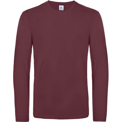 B&C E190 LSL s dlouhým rukávem burgundy červená