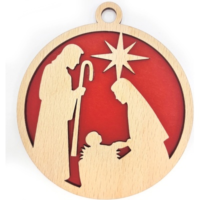 Libelula Drevená vianočná ozdoba s vianočným motívom 18 Farba: Červená