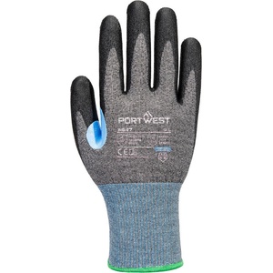 Portwest Ръкавици portwest cs cut d15 pu / Устойчиви на порязване, ниво d - сиви/черни l (a647g8rl)