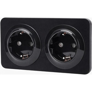 Aigostar - Стенен контакт с рамка 2Z SCHUKO 250V/16A черен (AI2774A)
