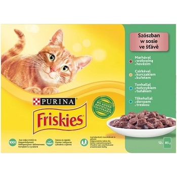 Friskies multipack s hovädzím kuraťom tuniakom treskou v šťave 12 x 85 g
