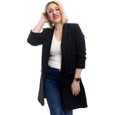 Italy fashion dámské dlouhé sako SCARLET Černá – Zboží Dáma