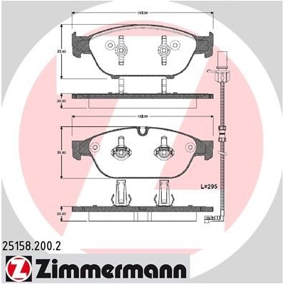 ZIMMERMANN Sada brzdových platničiek kotúčovej brzdy 251582002
