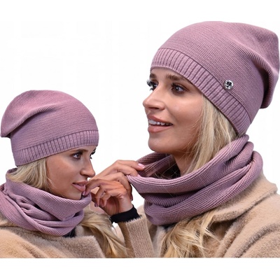 Fashionweek Moderni set čepice a šála pletený tunel ZIZI31 B1 Vřes