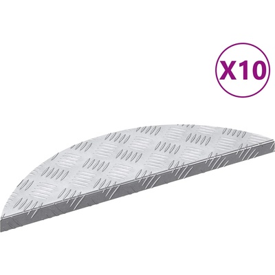 vidaXL Стъпало 10 бр. 60 x 18 x 2, 5 см Сребрист Алуминий Полумесец (4104230)