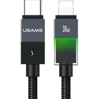 Usams SJ776 opletený nabíjecí a datový s podsvícením USB-C na Lightning 1,2m černý