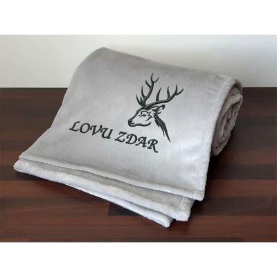 Povlečení Plus Deka pro myslivce Hlava jelena + Lovu zdar šedá 150x200