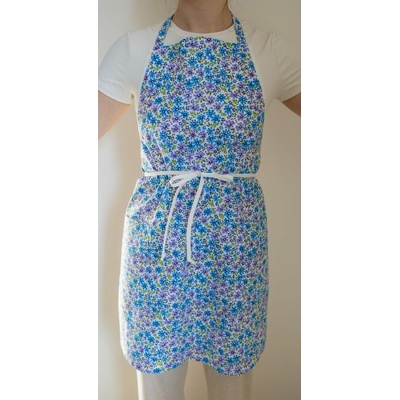 Polášek Bavlněná zástěra Kytičky Modrá