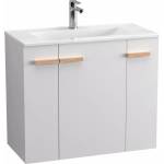 Krofam Комплект бели стенен шкафове Krofam e-L_WOOD 79 см, вградена мивка Krofam e-L_WOOD 80 см (139-0008+139-0301)