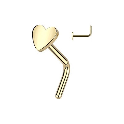 Šperky4U Zlacený piercing do nosu srdíčko TITAN TIT1288-GD