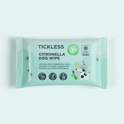 Tickless repelenčné biologicky rozložiteľné utierky pre psov s citronelou 20 ks