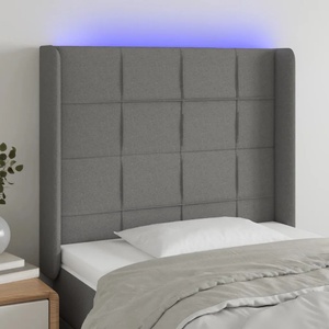 vidaXL LED горна табла за легло, тъмносива, 83x16x118/128 см, плат (3124023)