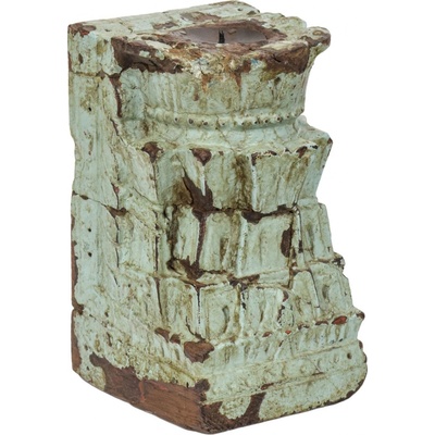 Sanu Babu Dřevěný svícen ze starého teakového sloupu, 12x12x20cm