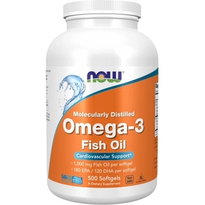 NOW Omega 3 1000 mg / Molecularly Distilled [500 Гел капсули]