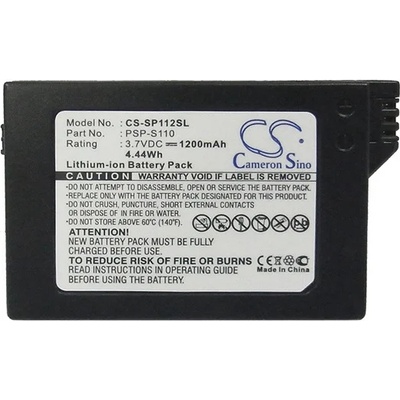 Cameron Sino Li-Ion батерия 3, 7V/1200mAh, съвместима със Sony PSP-S110, ЧЕРНА CS-SP112SL (CS-SP112SL)