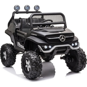 Lean Cars ELEKTRICKÉ AUTÍČKO MERCEDES UNIMOG MOTOR 4x 45W BATÉRIA 1x12V7Ah 2022 NELAKOVANÉ ČIERNE