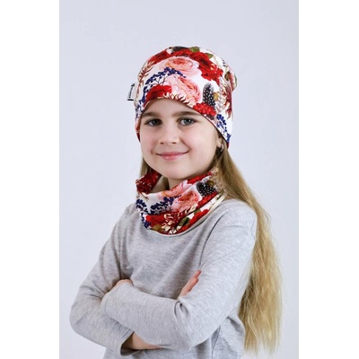 Kocour Mourek SET Čepice + Nákrčník KVĚTINY