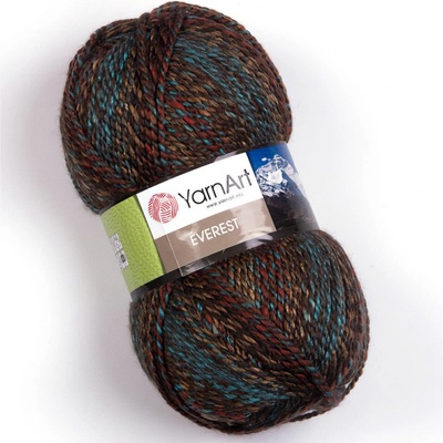 YarnArt pletací příze YarnArt EVEREST 7046 hnědo-tyrkysová, melírovaná, 200g/320m
