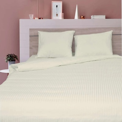 Png Панагюрище Двоен спален комплект екрю райе с два плика памучен сатен