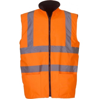 Yoko reflexná obojstranná fleecová vesta HV008F Fluorescent Orange