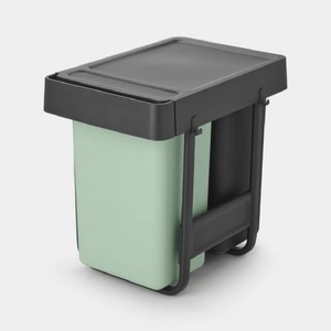Brabantia 2 х 15 л. тъмно сиво и нефритено зелено кошчета за вграждане Brabantia от серия Sort&Go