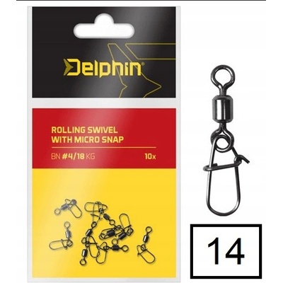 Delphin Obratlík S Karabínkou Rolling Swivel With Micro Snap veľ.14 3 kg 10 ks