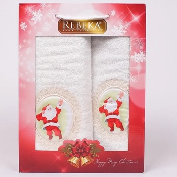 Image 1 of Памучни хавлиени кърпи в бял цвят с Дядо Коледа