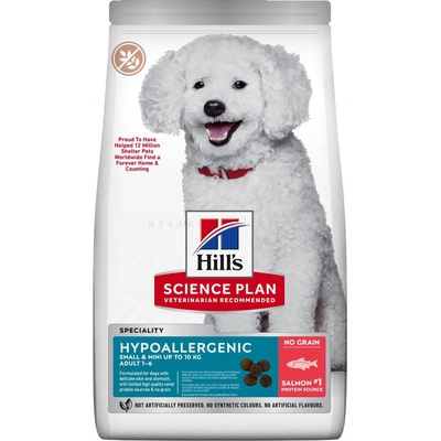 Hill's Суха храна за израснали кучета от малки породи Hill's Science Plan Canine Hypoallergenic Small & Mini Adult, със сьомга, 6 кг