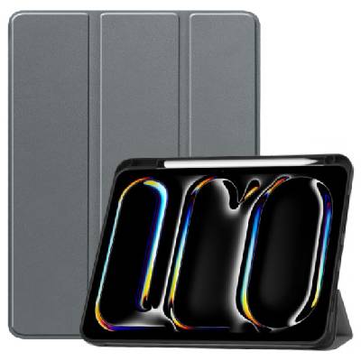 Калъф от PU кожа с място за Apple Pencil и функция заспиване за iPad Pro 11" (2024/2025) - сиво (78222)