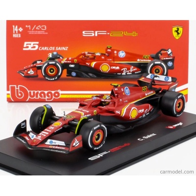 Bburago Ferrari F1 Sf-24 Team Scuderia Ferrari N 55 4th Italy Monza Gp 2024 Carlos Sainz With Pilot And Showcase Červená Bílá Černá 1:43