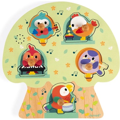 Janod Дървен музикален пъзел Janod - Птички (J07092)