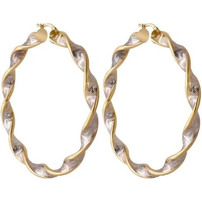 Zlaton Náušnice z kombinovaného zlata kruhy s kamenem 6.5cm 8.2g 001390310236