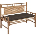 vidaXL Градинска пейка с възглавница, 120 см, бамбук (3063899)