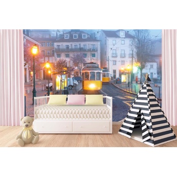 DIMEX ART s. r. o Самозалепваща се флизелинова фототапета мъглива сутрин в лисабон 375 x 250 см