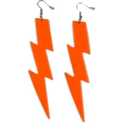 Neonové náušnice blesk retro párty 80.léta disco oranžové