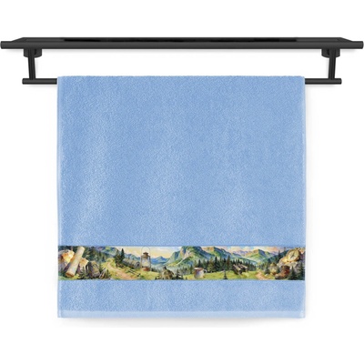 Veba ručník NORA tisk turistický deník světlá modrá 50 x 100 cm