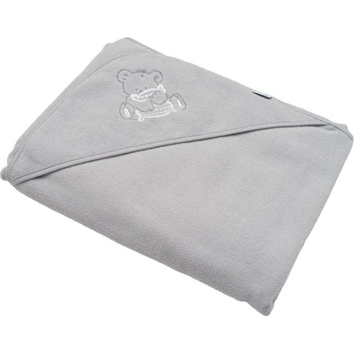 New Baby Detská froté osuška s výšivkou a kapuckou 100x100 sivá myška
