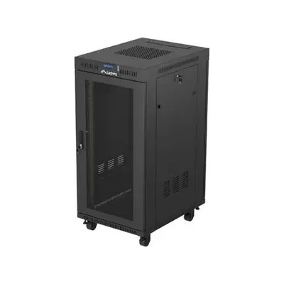 Lanberg Комуникационен шкаф, Lanberg Rack Cabinet 19" Free-Standing 24U/600X800 (FlAT Pack) With Mesh Door LCD Black V2 (FF01-6824-23BL)