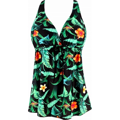 Nice Floral plavkové šaty tankiny vyztužené košíčky S136-14 zelená