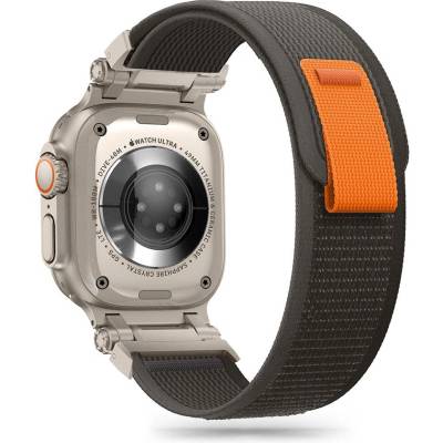 Текстилна каишка за Apple Watch 4/5/6/7/8/9/SE/Ultra 1-2 (42/44/45/49 mm) от Tech-Protect Nylon Delta - Черен / Оранжев (5906302310579)