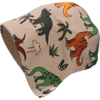Sterntaler čepice zimní chlapecká spadlá hnědá s dinosaury