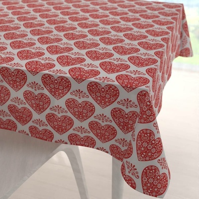 Biante Dekorační čtvercový ubrus PML-094 Červená srdce na bílém 90x90cm
