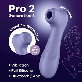 Satisfyer клитор стимулатор лилав с технология Liquid Air и APP Satisfyer Pro 2 Generation 3