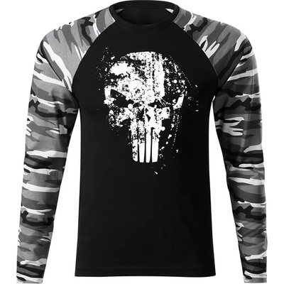 DRAGOWA FIT-T Тениска с дълъг ръкав Frank The Punisher, градски камуфлаж, 160 г/м2 (11341)